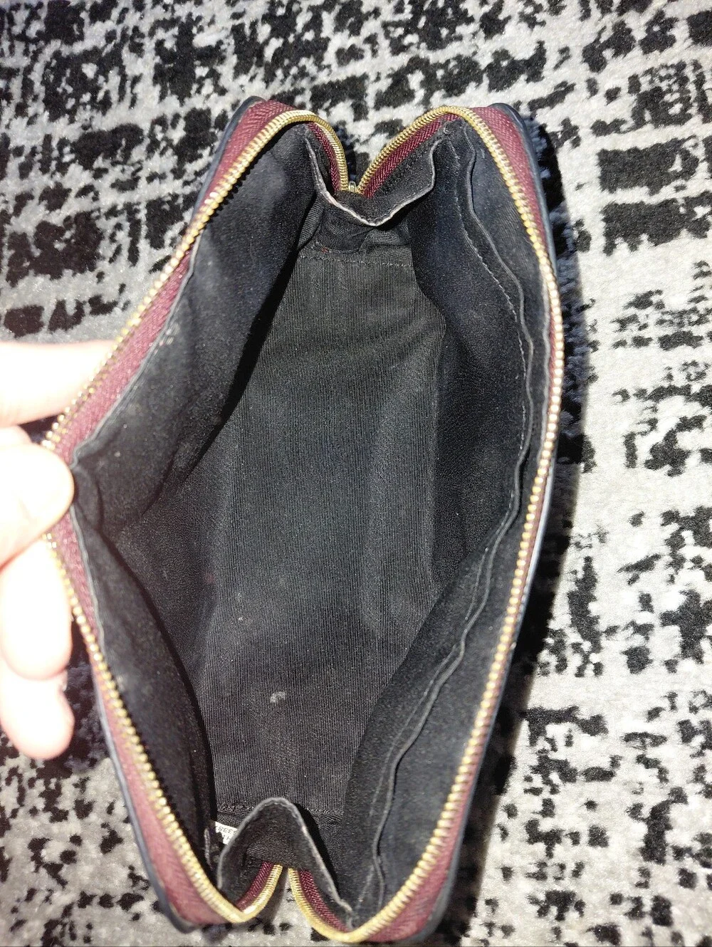 Coach Metallic Plum Cherry Leather Cosmetic Case 17 Makeup Pouch F53387 CC